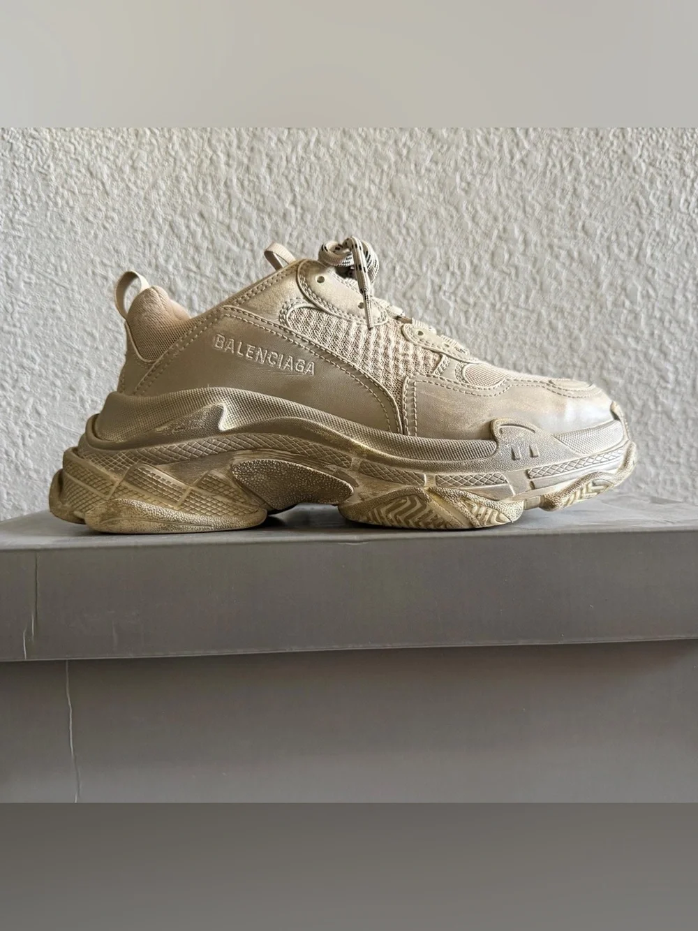 Balenciaga Women's Triple S Low Top Sneakers in Beige Cream